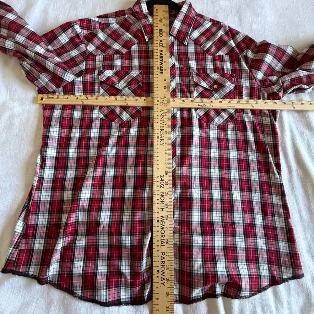Wrangler Shirt Mens XL Plaid Western Pearl Snap Long Sleeve Equestrian Cowboy